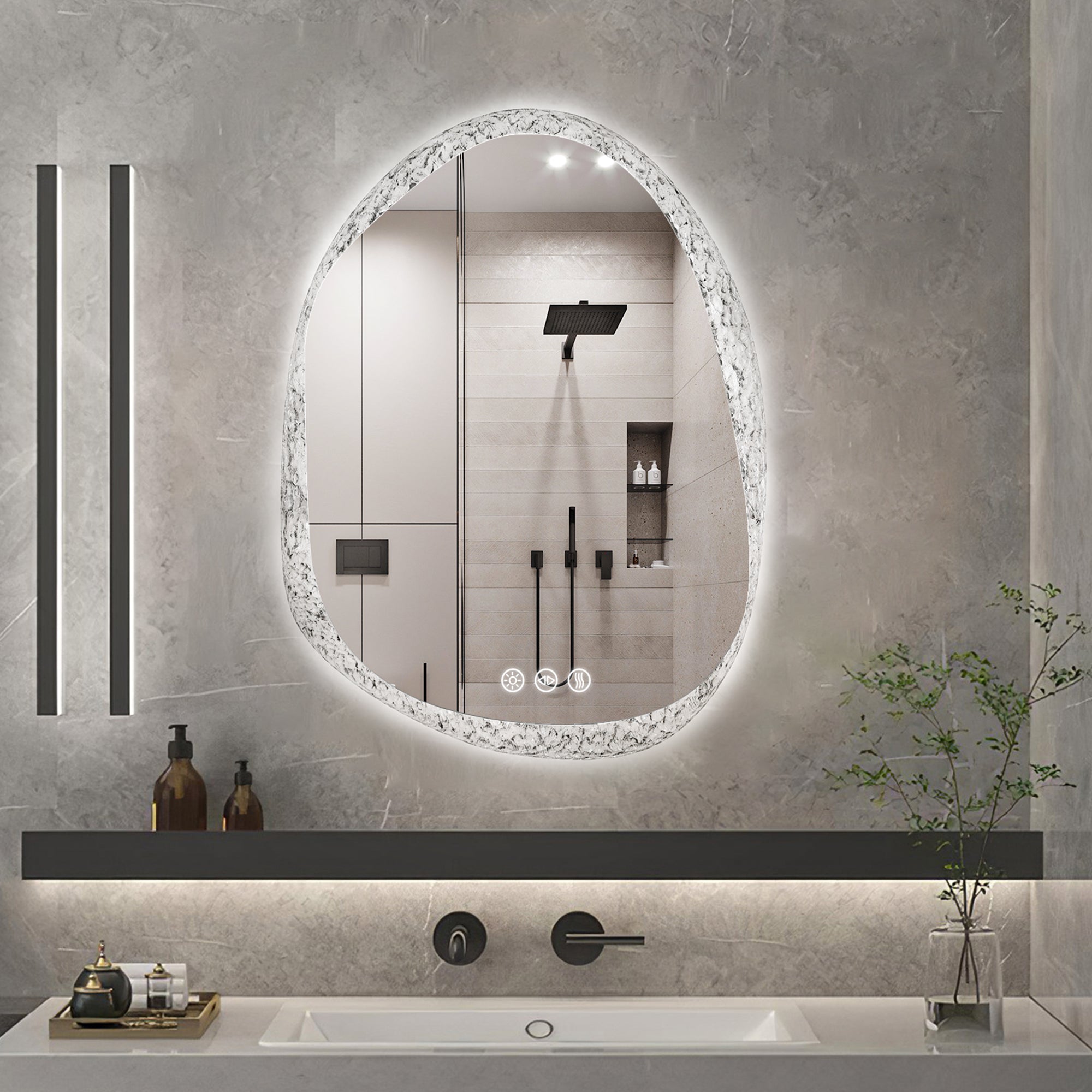Miroir mural LED nuage avec capteur tactile et anti-buée