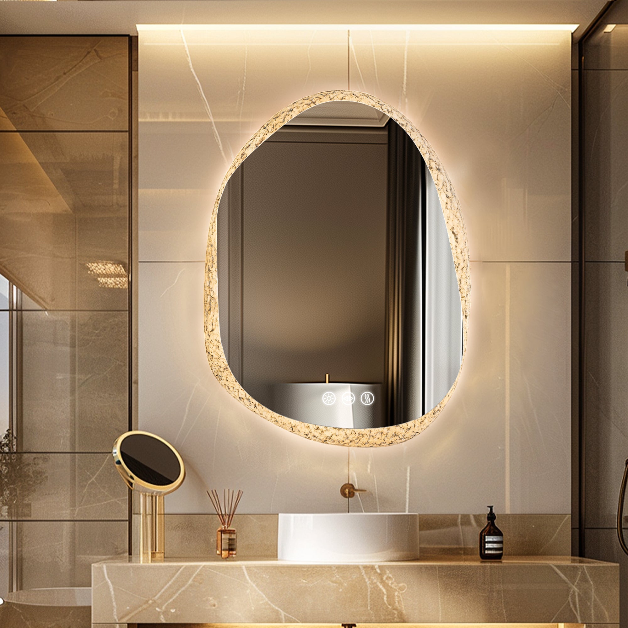 Miroir mural LED nuage avec capteur tactile et anti-buée