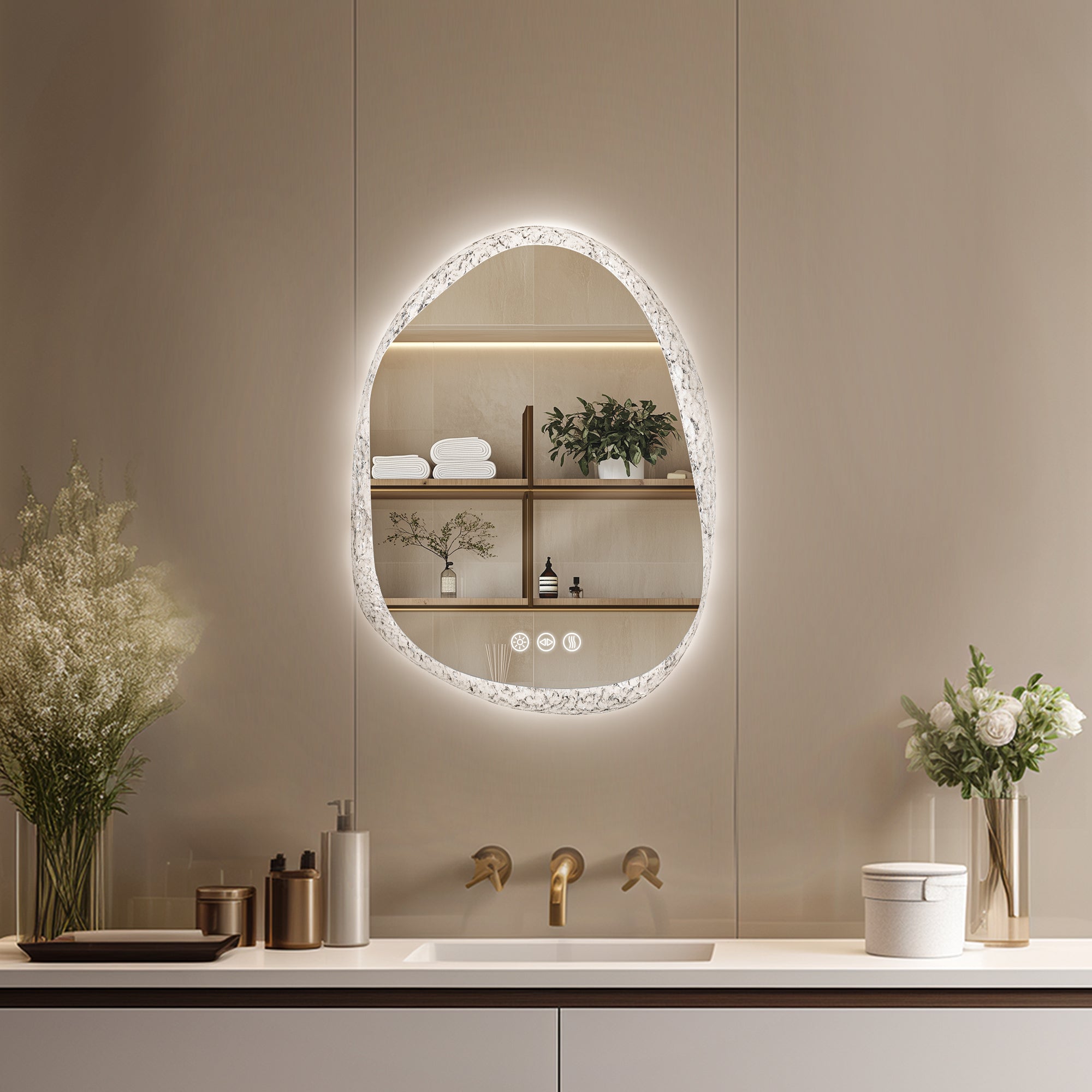 Miroir mural LED nuage avec capteur tactile et anti-buée