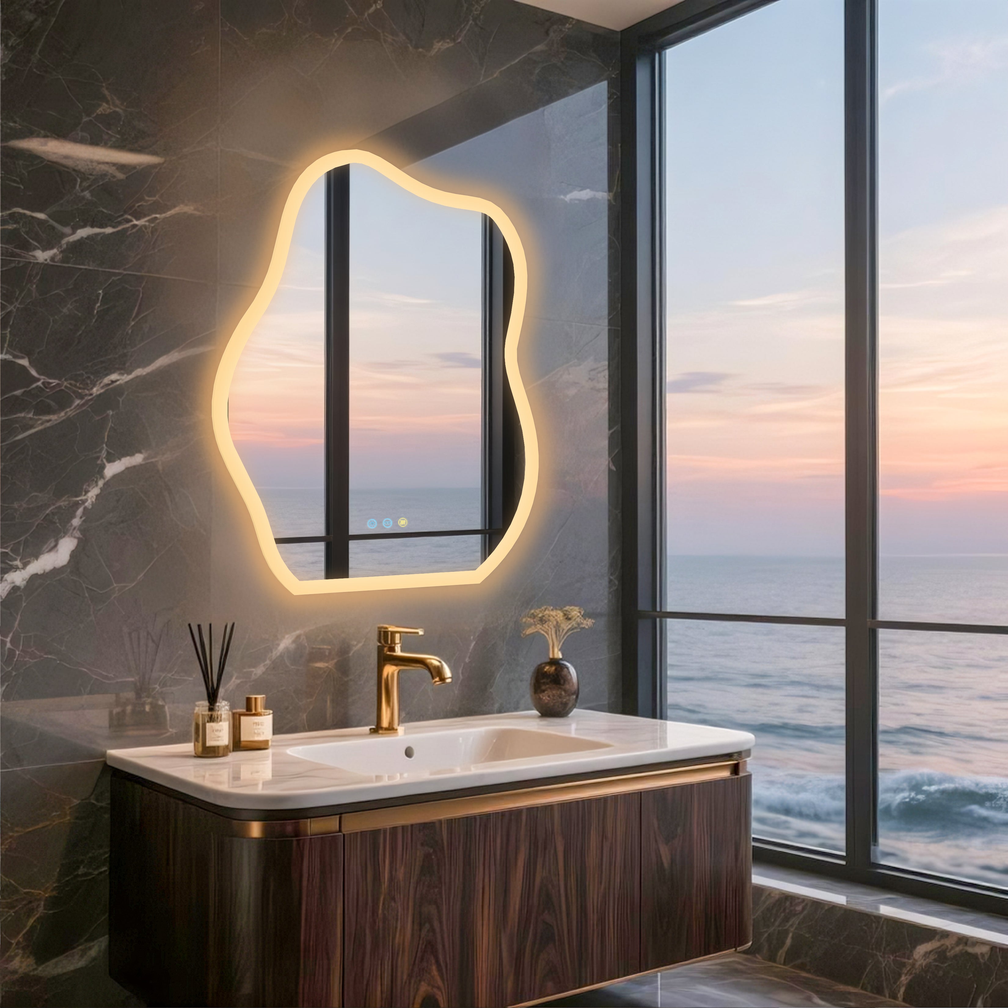 Miroir mural LED en forme de nuage