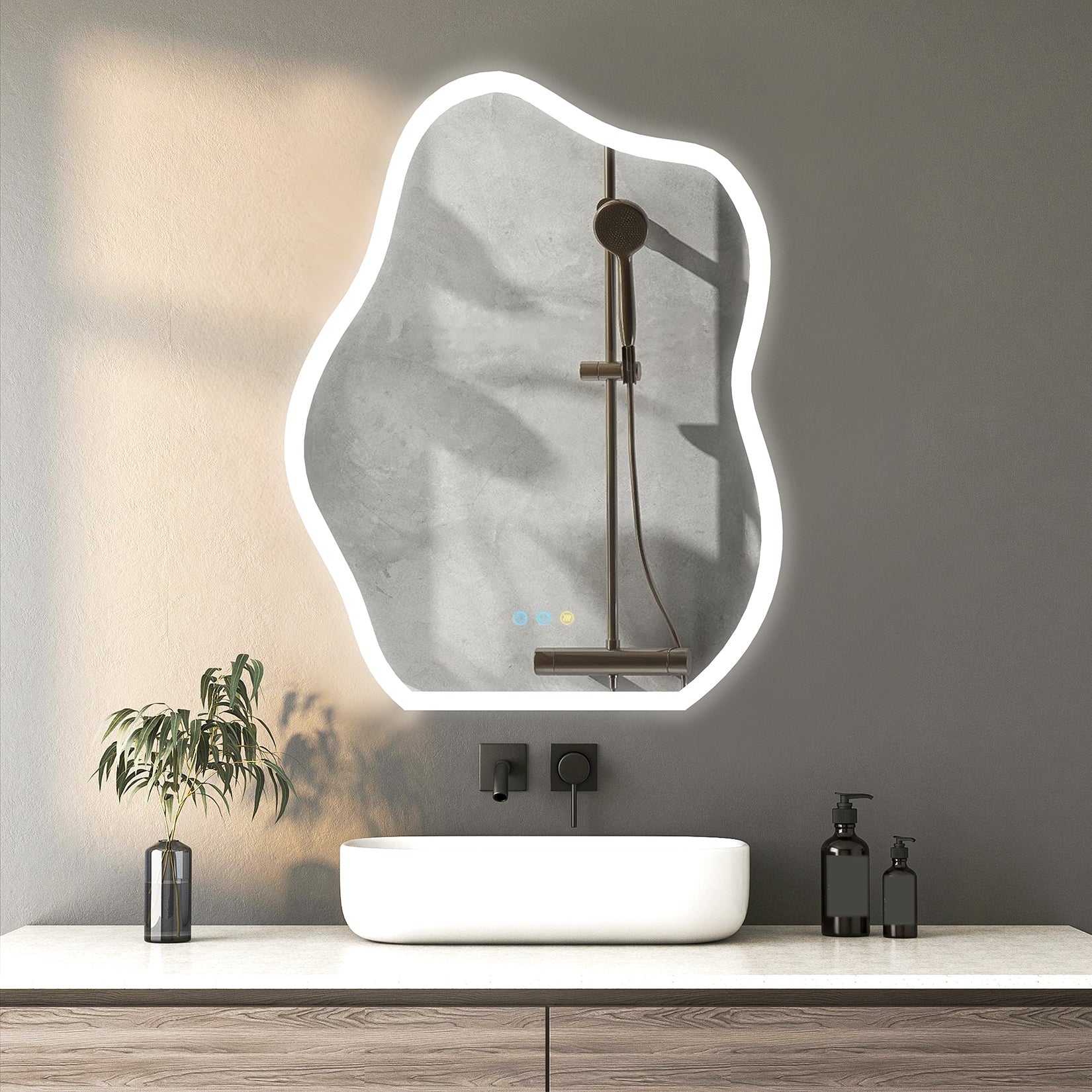 Miroir mural LED en forme de nuage