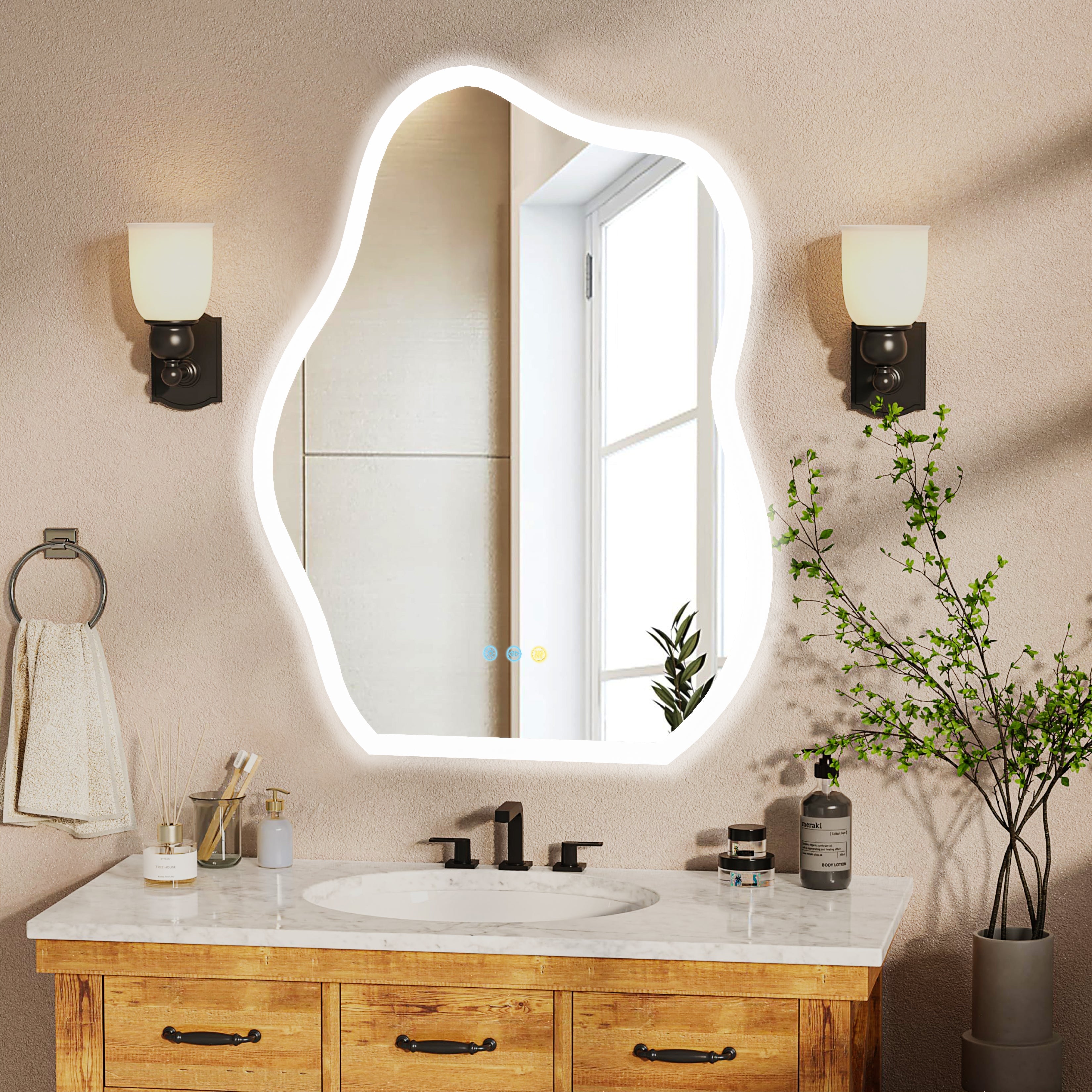 Miroir mural LED en forme de nuage