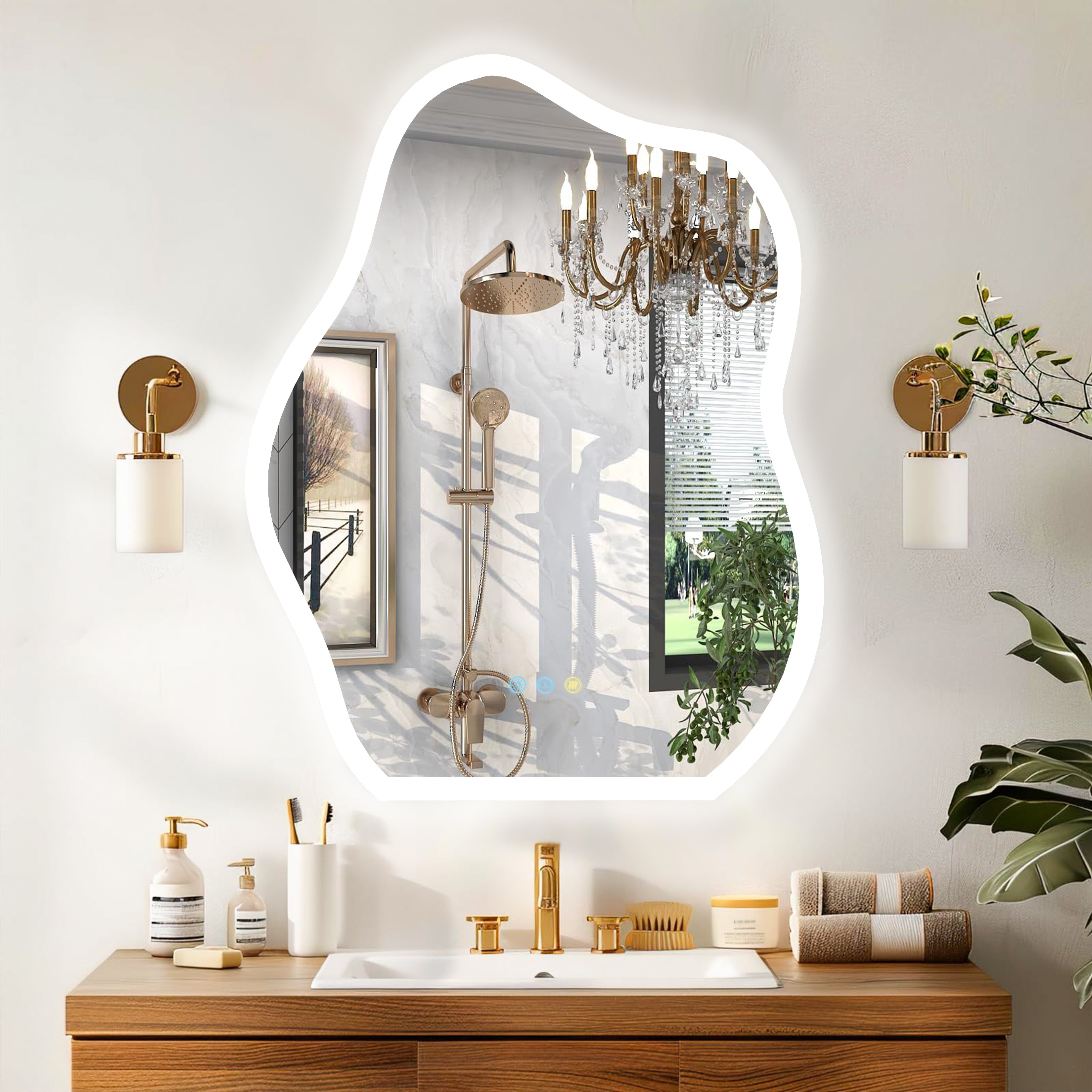 Miroir mural LED en forme de nuage
